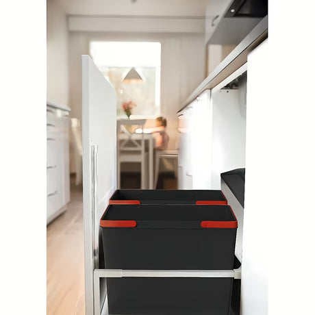 Ugradbeni kanta za otpad Franke EasySort za ladicu, crni sorter pro za razvrstavanje otpada u četiri frakcije.