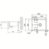 Crni mat sudoper  Franke Oid 611-62 od materijala Tectonite s ocjeđivačem na radnu ploču.