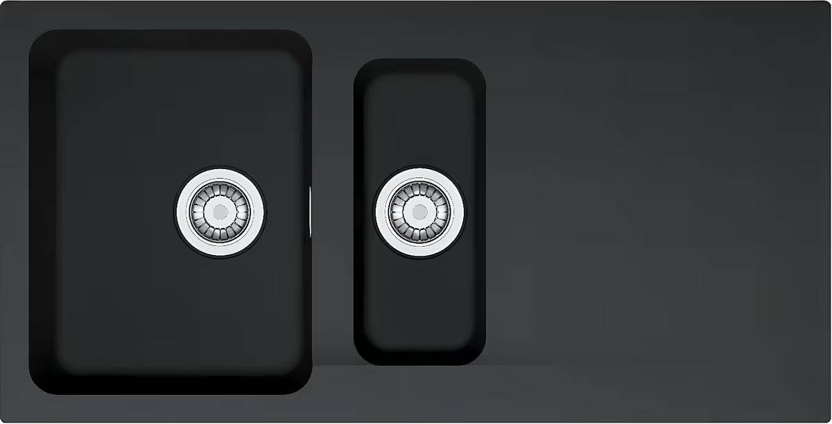 Franke Oid 651 tectonitový kuchyňský dřez na pracovní desku s reverzibilním odkapávačem v černo-matné barvě.