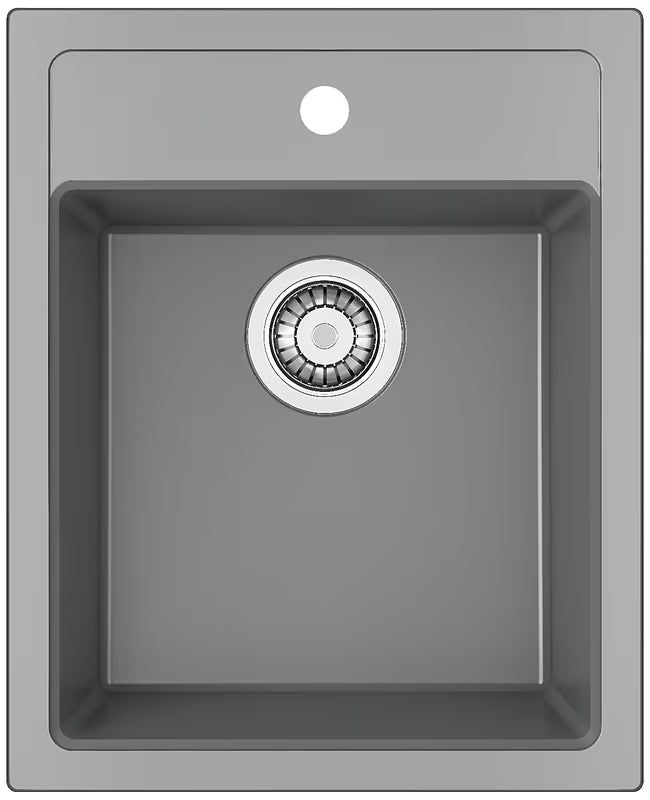 Sivi kuhinjski jednostruki sudoper Franke Sid 610-40 od materijala Tectonite pro montaža na radnu ploču.