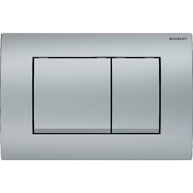 Tipka za Aktiviranje Geberit Delta30 u mat krom izvedbi pro dvokoličinsko ispiranje s prednjim aktiviranjem.