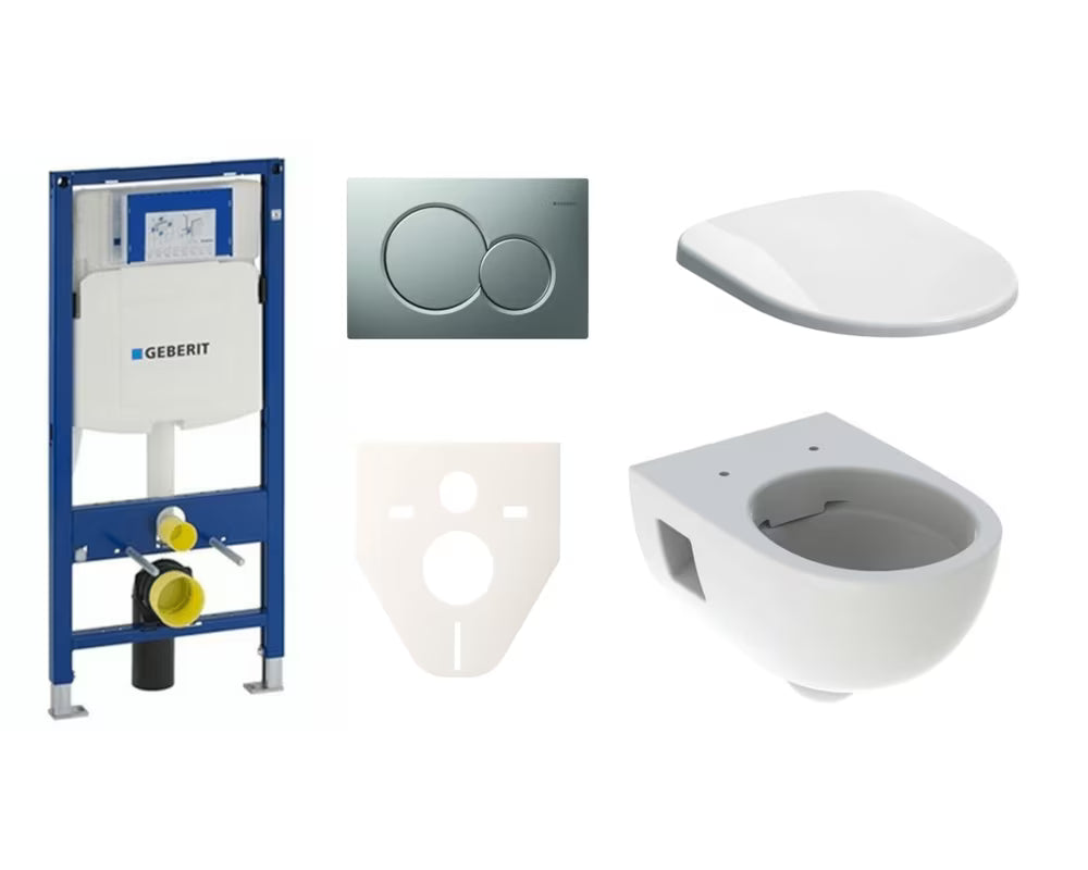 Viseći WC set Geberit Selnova s modulom Duofix, tipkom u mat krom izvedbi i sjedalom soft Close