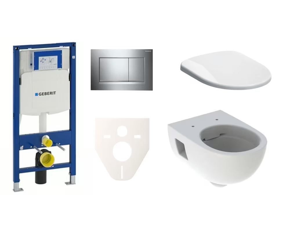 Viseći WC set Geberit Selnova s modulom Duofix, sjedalom sa soft Close i tipkom za ispiranje u krom izvedbi