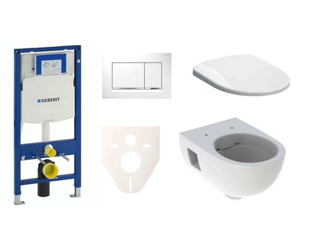 Viseći WC set Geberit Selnova s modulom Duofix, bijelom tipkom i sjedalom sa soft Close i EasyLock