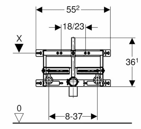 Geberit Kombifix konstrukcija za bide pro za ugradnju u zid s podesivim razmakom i elementima podesivima po visini