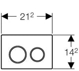 Bijela kromirana dvokoličinska tipka za aktiviranje Geberit Omega20 pro za podžbukni vodokotlić Geberit Omega.