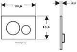 Bijela kromirana dvokoličinska tipka za aktiviranje Geberit Omega20 pro za podžbukni vodokotlić Geberit Omega.