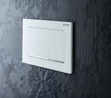 Bijeli sjajni tipka za aktiviranje Geberit Omega30 pro za ugradbeni vodokotlić Geberit Omega s dvokoličinskim ispiranjem.