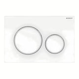 Bijele tipka za aktiviranje Geberit Sigma20 pro za podžbukni vodokotlić Geberit Sigma s dvokoličinskim ispiranjem.