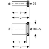 Priključni set za WC Geberit pro viseća WC školjka s cijevi za ispiranje i priključak, manšetama i pokrovnim kapicama.
