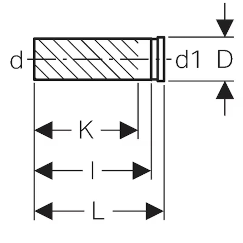 Ravni priključni nastavak Geberit PE pro viseća WC školjka s EPDM brtvom