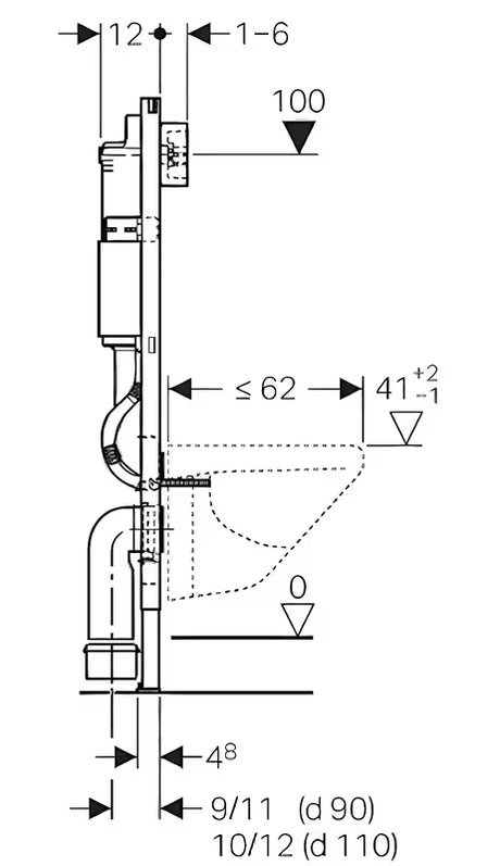 Geberit Duofix Delta set pro viseća WC školjka s ugradbenim vodokotlićem i bijelom tipkom Delta 01