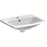 Bijeli keramički ugradbeni umivaonik Geberit Selnova Square 55x45 cm s preljevom i otvorom za pro slavinu