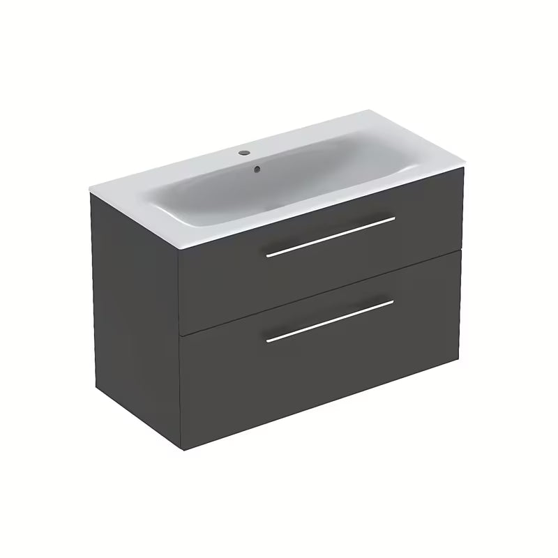 Viseća ormarić s keramičkim umivaonikom Geberit Selnova u antracit izvedbi, 100x50,2x65,2 cm.