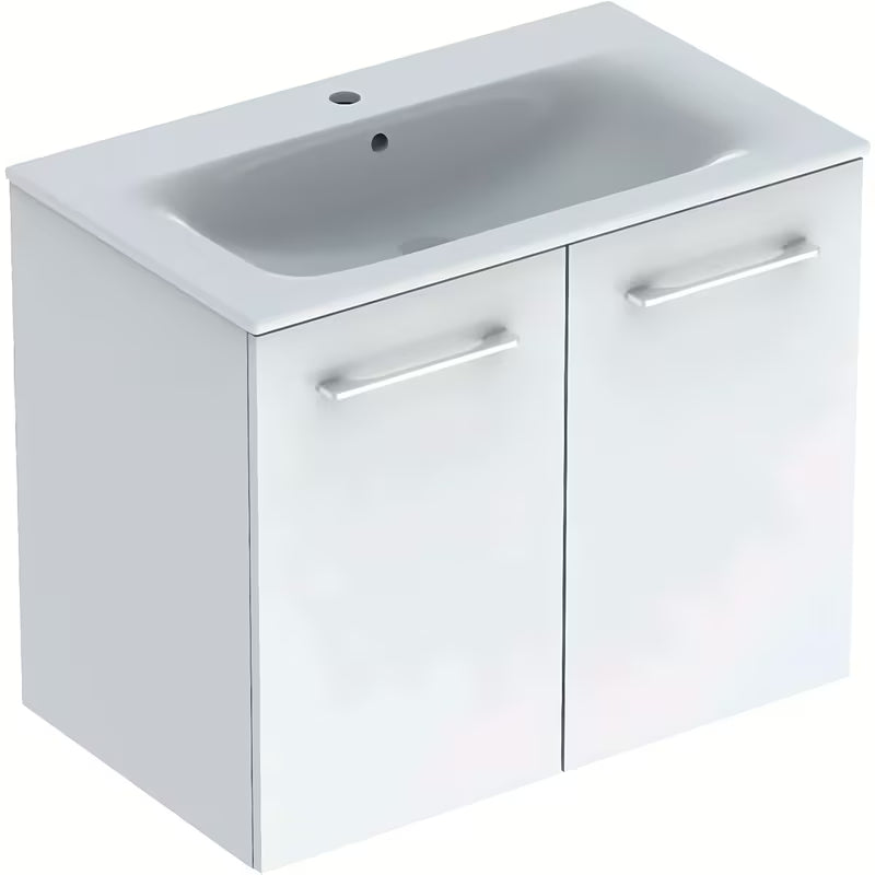 Viseća kupaonski ormarić s keramičkim umivaonikom Geberit Selnova u bijeloj boji sa sjajnim izgledom