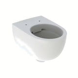 Bijelo viseća WC školjka Geberit Selnova bez sustava za ispiranje sa skrivenim pričvršćenjem.