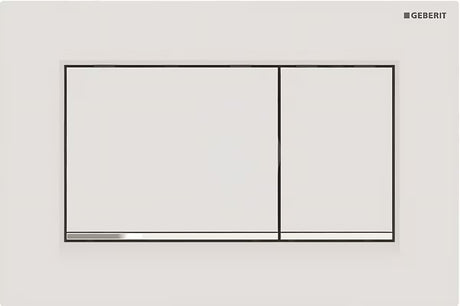 Tipka za Aktiviranje Geberit Sigma u bijeloj mat izvedbi sa sjajnom kromiranom trakom pro dvokoličinsko ispiranje