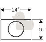 Bijela tipka za aktiviranje Geberit Sigma10 sa sjajno kromiranim prstenom pro ispiranje Start/Stop