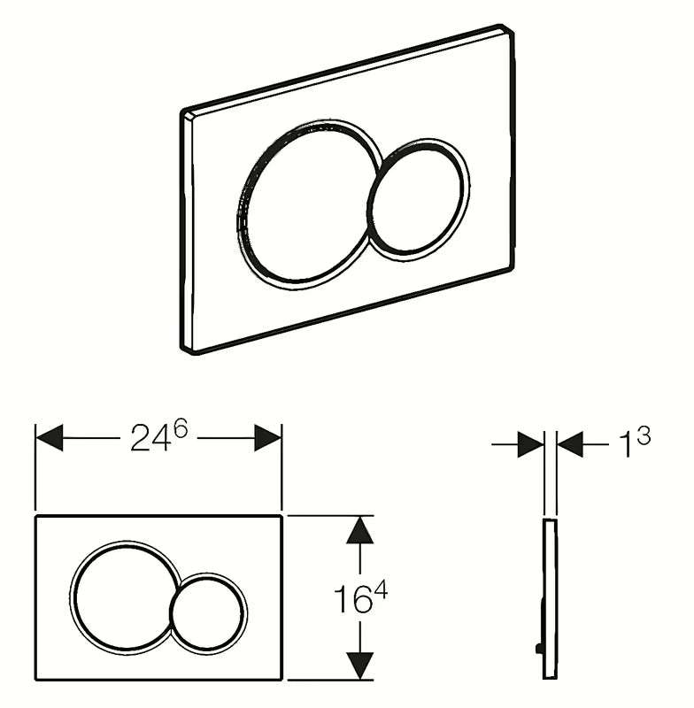 Bijela tipka za aktiviranje Geberit Sigma01 pro za podžbukni vodokotlić Geberit Sigma s dvokoličinskim ispiranjem.