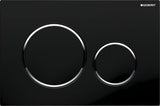 Crna dvokoličinska tipka za aktiviranje Geberit Sigma20 s prstenovima CR sjaj pro za vodokotliće Geberit Sigma