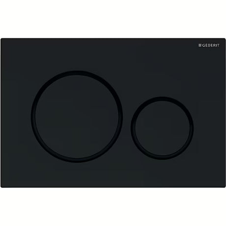 Crna tipka za aktiviranje Geberit Sigma20 od plastike s crnim mat prstenovima oko tipki