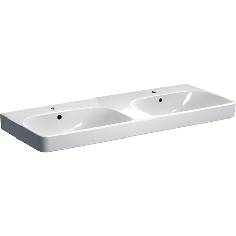 Geberit Smyle Square viseće dvostruki umivaonik 120x48 cm od bijele sanitarne keramike s dva umivaonika