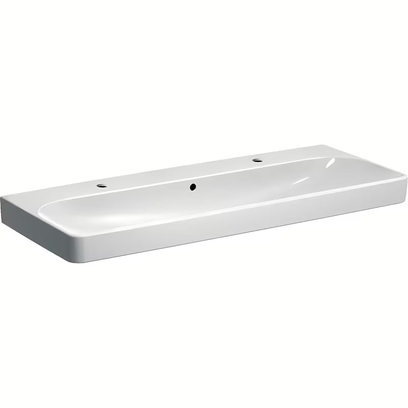 Geberit Smyle Square viseći umivaonik 120x48 cm od bijele keramike s dva otvora pro slavinu