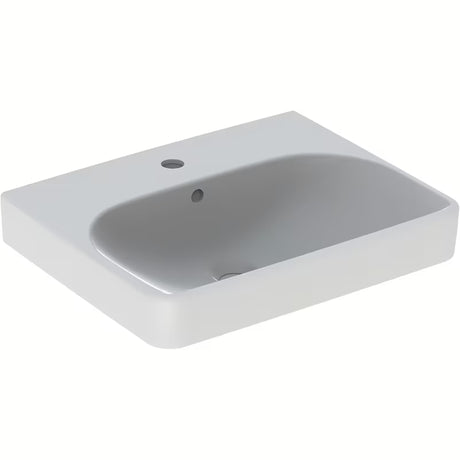 Geberit Smyle Square viseće keramički umivaonik, bijeli, s otvorom pro za slavinu u sredini, 55x44 cm