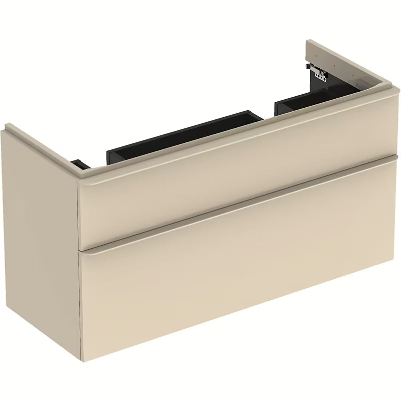 Viseća ormarić ispod umivaonika Geberit Smyle Square u sivoj boji, dimenzije 118,4x62x47 cm.