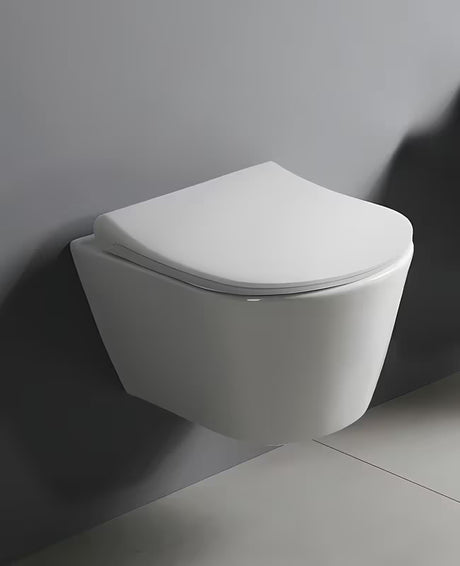 Viseća WC Školjka Glacera Ava od sjajne bijele keramike s Rimless izvedbom i skrivenim pričvršćenjem