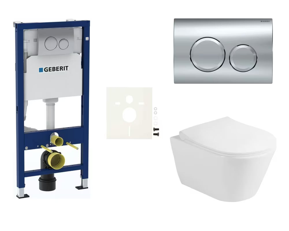 Viseći WC set Glacera Ava s modulom Geberit Duofix, duroplast sjedalom sa soft Close i krom tipkom