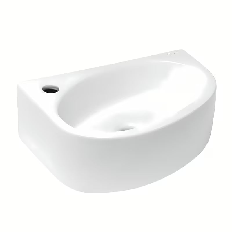 Bijeli keramički kutne mali umivaonik Glacera Bigio 42x29,5 cm s otvorom pro za slavinu lijevo