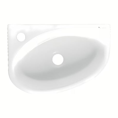 Bijeli keramički kutne mali umivaonik Glacera Bigio 42x29,5 cm s otvorom pro za slavinu lijevo