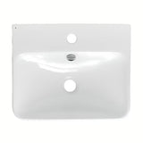 Bijeli keramički četvrtasti mali umivaonik Glacera Bigio s preljevom i otvorom pro za slavinu u sredini