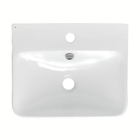 Bijeli keramički četvrtasti mali umivaonik Glacera Bigio s preljevom i otvorom pro za slavinu u sredini