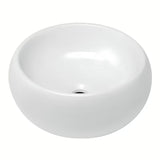 Okrugli bijeli keramički umivaonik na ploču Glacera Vallone bez preljeva