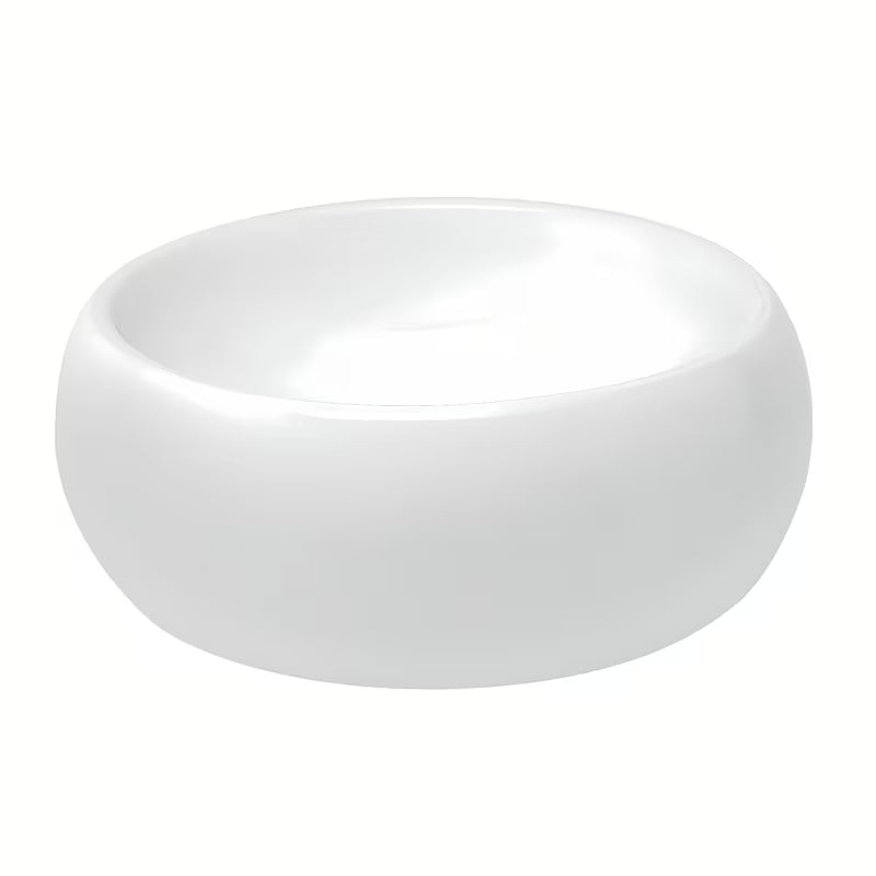 Okrugli bijeli keramički umivaonik na ploču Glacera Vallone bez preljeva