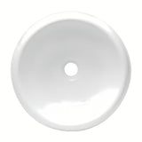 Okrugli bijeli keramički umivaonik na ploču Glacera Vallone bez preljeva