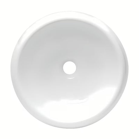 Okrugli bijeli keramički umivaonik na ploču Glacera Vallone bez preljeva