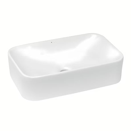 Bijeli keramički umivaonik na ploču Glacera Vallone 49 x 30 cm bez preljeva sa zaobljenim oblikom.