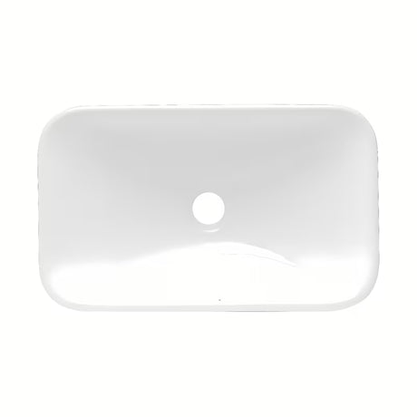Bijeli keramički umivaonik na ploču Glacera Vallone 49 x 30 cm bez preljeva sa zaobljenim oblikom.
