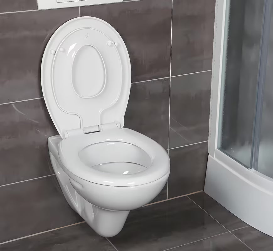 Bijela dječja WC daska Glacera Babynew s integriranim umetkom i sporim spuštanjem soft Close.