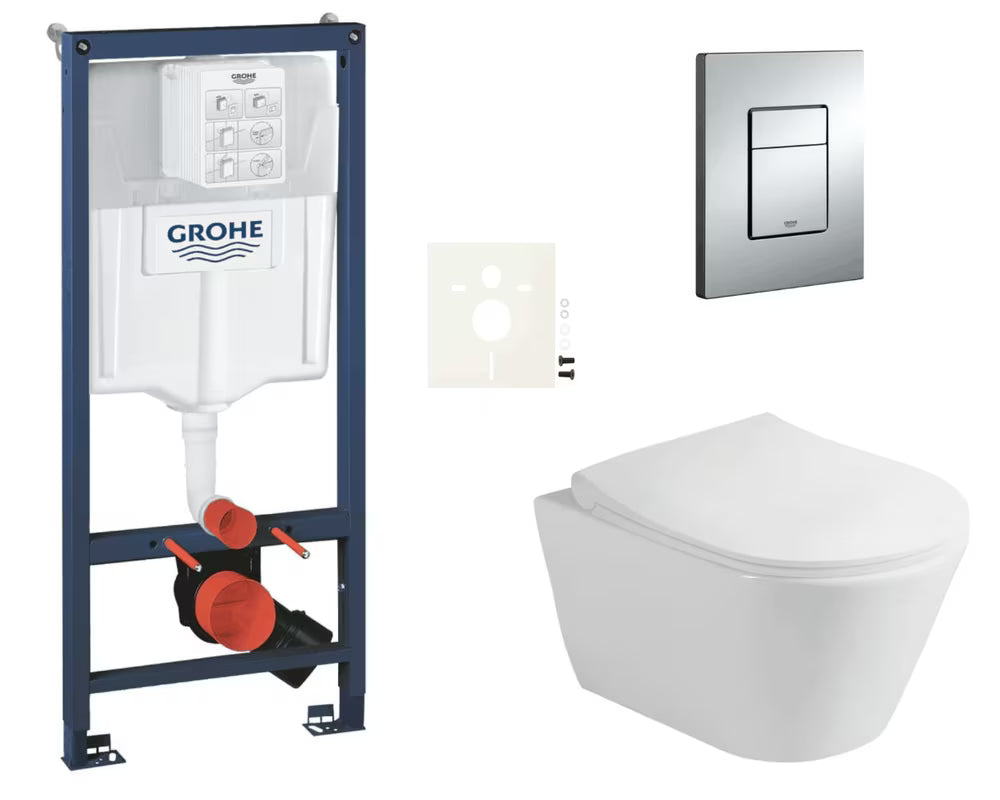 Viseći WC set Glacera Ava s instalacijskim modulom Grohe Rapid SL, tipkom Even i sjedalom soft Close