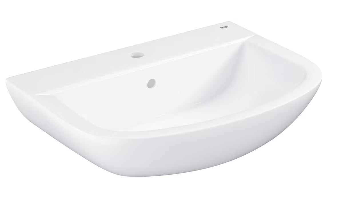 Viseći umivaonik Grohe Bau Ceramic 65 u bijeloj boji s preljevom i otvorom pro za slavinu