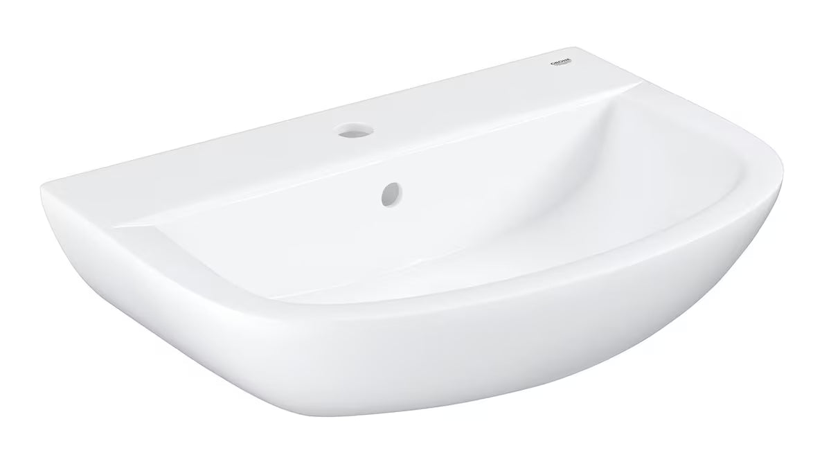 Viseći umivaonik Grohe Bau Ceramic 60 u bijeloj boji s otvorom pro za slavinu i preljevom