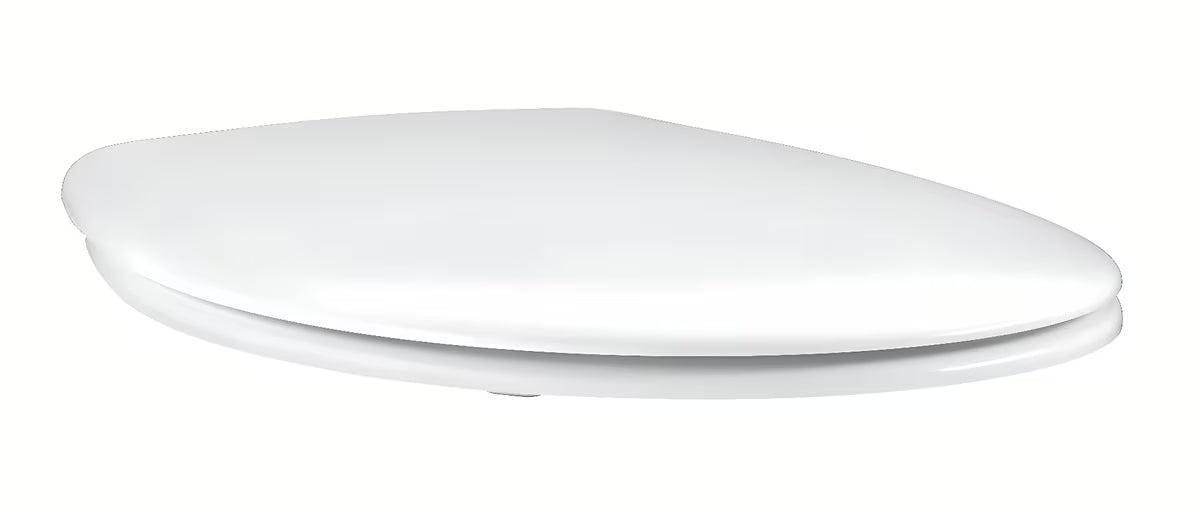 Bijela WC daska Grohe Bau Ceramic s poklopcem, soft Close spuštanjem i brzim otpuštanjem pro lakšeg čišćenja.