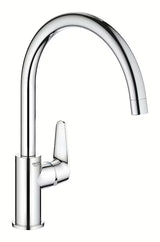 Kromirana miješalica za sudoper Grohe baucurve s visokim izljevom i zakretnim izljevom 360°