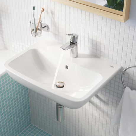 Kromirana jednoručna baterija stojeća miješalica za umivaonik Grohe bauloop s odvodom