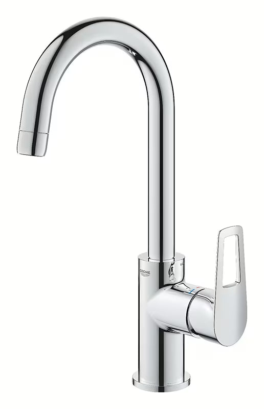 Grohe bauloop visoka jednoručna baterija miješalica za umivaonik u krom izvedbi s odvodom.