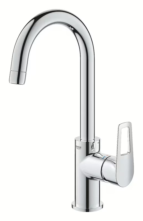 Grohe bauloop visoka jednoručna baterija miješalica za umivaonik u krom izvedbi s odvodom.